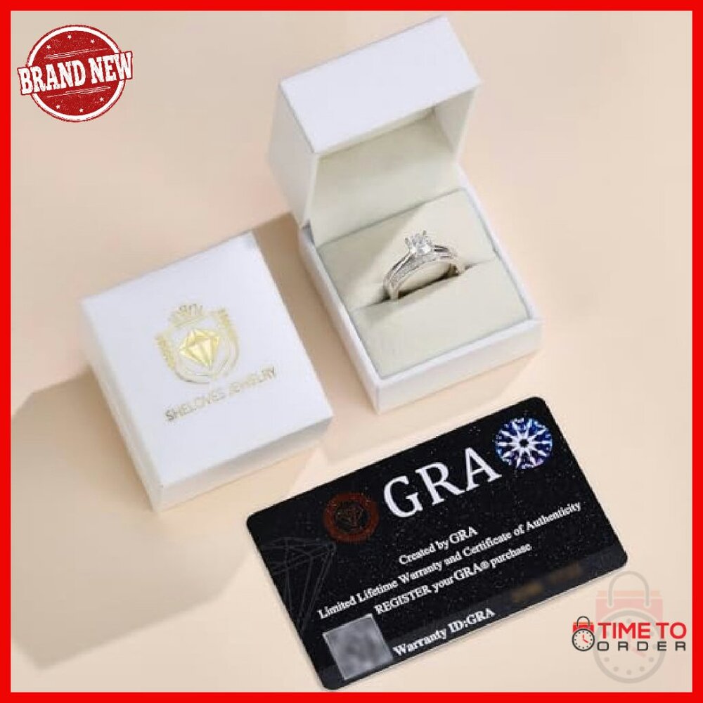 Moissanite Solitaire Wedding Ring Set Sterling Si… - image 7